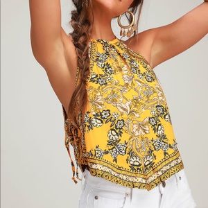free people Yellow Floral Halter Crop Top